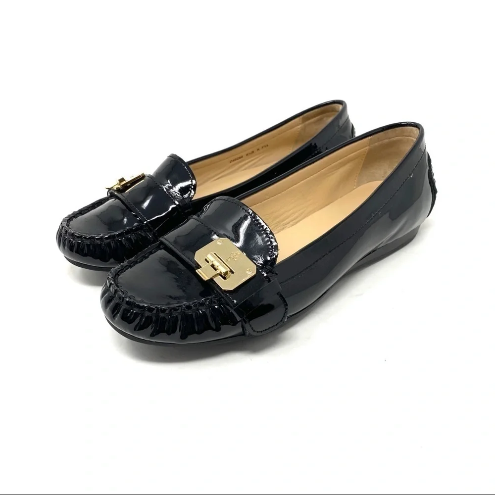 Cole Haan patent Leather black buckle loafers